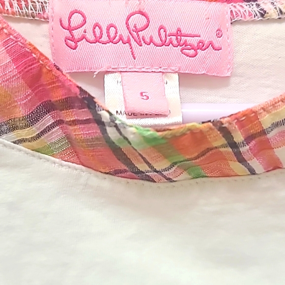 Lily Pulitzer longsleeves white Top with a multi- colored neck area for … - Picture 2 of 8